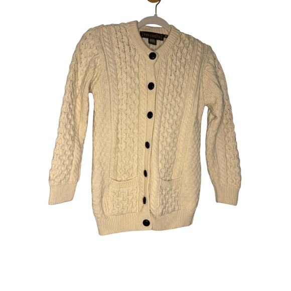 Iris Crafts fisherman knit cardigan merino wool - Picture 1 of 7